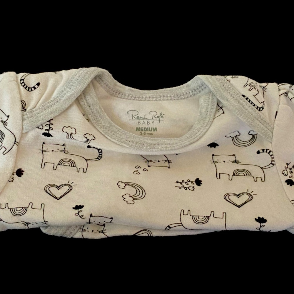 NWOT 3-6M BABY GIRLS PURRRRFECT LONG SLEEVE SHIRT ONESIE AND GRAY LEGGINGS - Picture 3 of 3